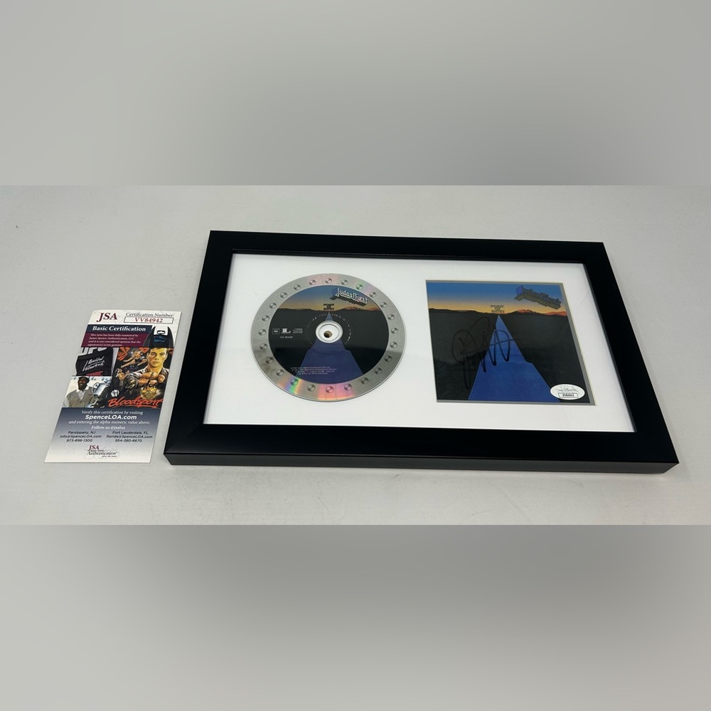 Rob Halford signed Judas Priest Point of Entry CD‎ Cover Framed JSA COA